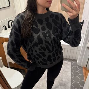 RtA Grey Black Leopard Print Knit Sweater Large